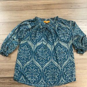 Joe Fresh green blue beige blouse